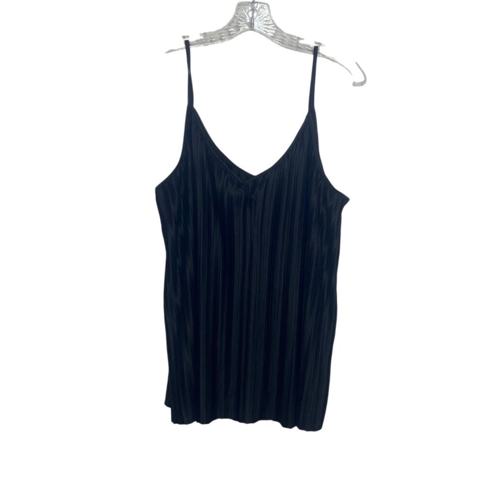 Maurices Pleated Spaghetti Strap Shirt Womens 0X Black New WOT